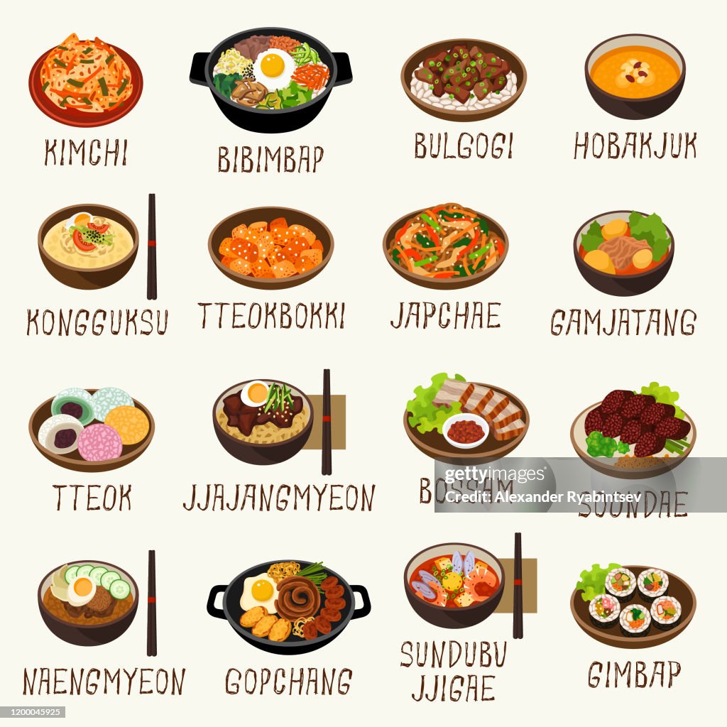 Korean food icons