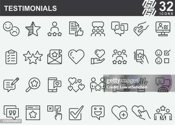 testimonials line icons - customer focused stock illustrations