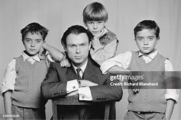 Martin Kemp, who plays British gangster Reginald Kray, with three of the child actors from The Krays', directed by Peter Medak, 1990. At left and...