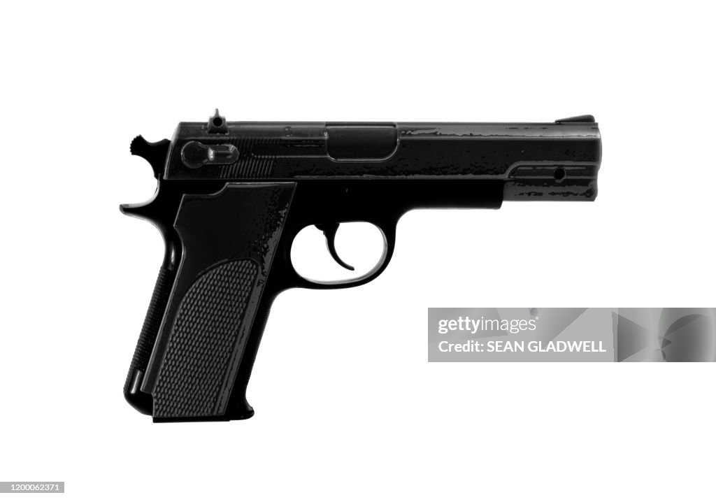 Isolated black handgun