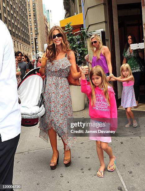Denise Richards and daughters Sam Sheen and Lola Rose Sheen are seen leaving Serafina's on July 28, 2011 in New York City.