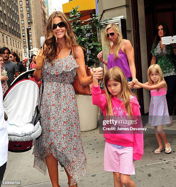 Denise Richards and daughters Sam Sheen and Lola Rose Sheen are seen leaving Serafina's on July 28, 2011 in New York City.