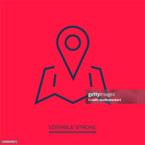 navigation, location marker, cursor thin line icon. editable stroke - brooch stock illustrations