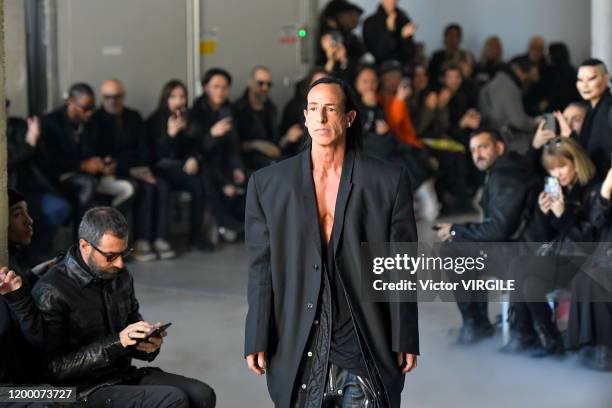 Fashion designer Rick Owens walks the runway during the Rick Owens Menswear Fall/Winter 2020-2021 show as part of Paris Fashion Week on January 16,...