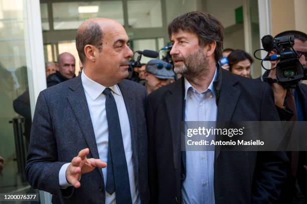 General Secretary of Democratic Party Nicola Zingaretti and Italian Minister of Culture Dario Franceschini take part in the political meeting "DTC...