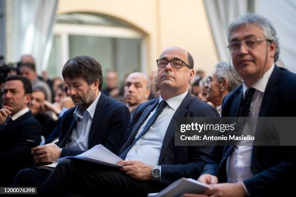 General Secretary of Democratic Party Nicola Zingaretti and Italian Minister of Culture Dario Franceschini take part in the political meeting "DTC...