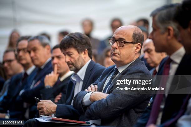 General Secretary of Democratic Party Nicola Zingaretti and Italian Minister of Culture Dario Franceschini take part in the political meeting "DTC...