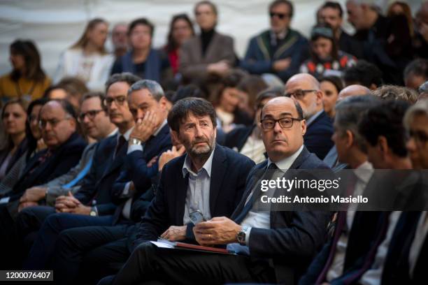 General Secretary of Democratic Party Nicola Zingaretti and Italian Minister of Culture Dario Franceschini take part in the political meeting "DTC...
