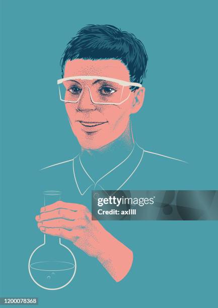 man portrait laboratory assistant - scientist portrait stock illustrations