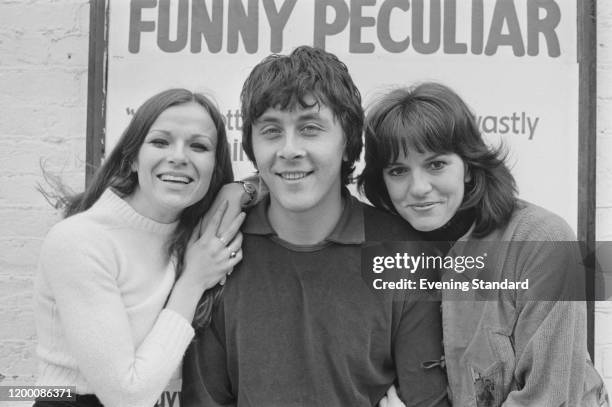 British actors Julie Walters, Richard Beckinsale and Suzan Cameron, co-stars in the West End production of 'Funny Peculiar', London, England, April...