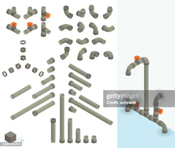 ilustraciones, imágenes clip art, dibujos animados e iconos de stock de conjunto de tuberías - conducto