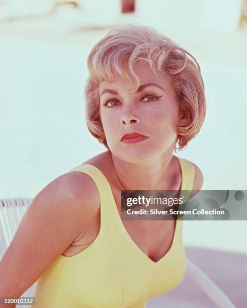 Janet Leigh , US actress, wearing a yellow vest top, circa 1960.