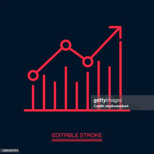 chart graph with arrow line icon. editable stroke - pixel perfect stock illustrations