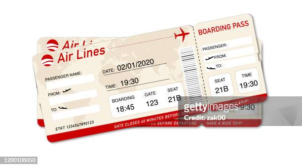 飛行機のチケット。搭乗券のチケットテンプレート - クーポン点のイラスト素材／クリップアート素材／マンガ素材／アイコン素材