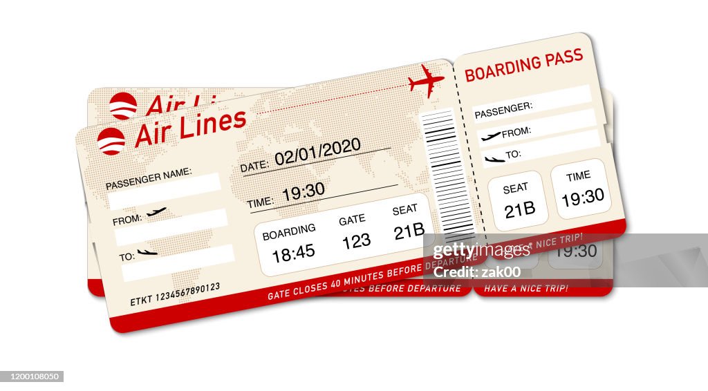 Airplane ticket. Boarding pass ticket template