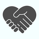 Support solid icon. Handshaking forming a heart vector illustration isolated on white. Two hands support each other glyph style design, designed for web and app. Eps 10.