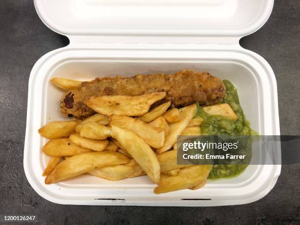 battered sausage and chips - deep fried stock pictures, royalty-free photos & images