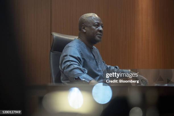 John Mahama, leader of Ghana's opposition National Democratic Congress party, speaks during an interview in Accra, Ghana, on Thursday, Jan. 30, 2020....