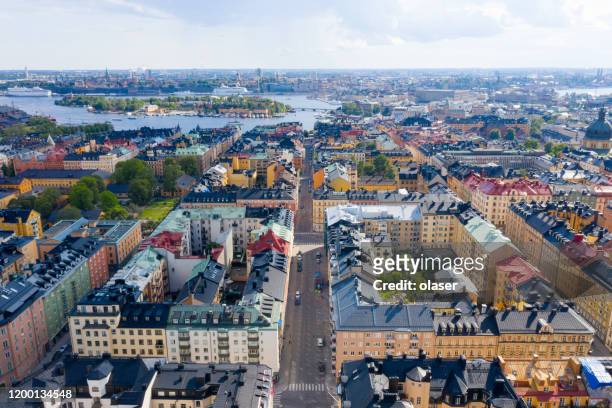 central stockholm, apartment buildings - stockholm stock pictures, royalty-free photos & images