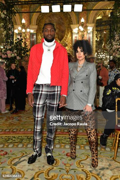 Kenneth Faried and Atar Hajali attend the Casablanca Men Menswear Fall/Winter 2020-2021 show as part of Paris Fashion Week on January 17, 2020 in...