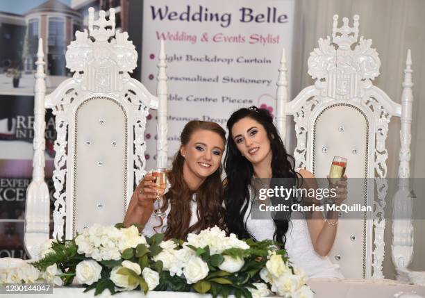 Robyn Peoples and Sharni Edwards pose after they became Northern Ireland's first legally married same sex couple on February 11, 2020 in...