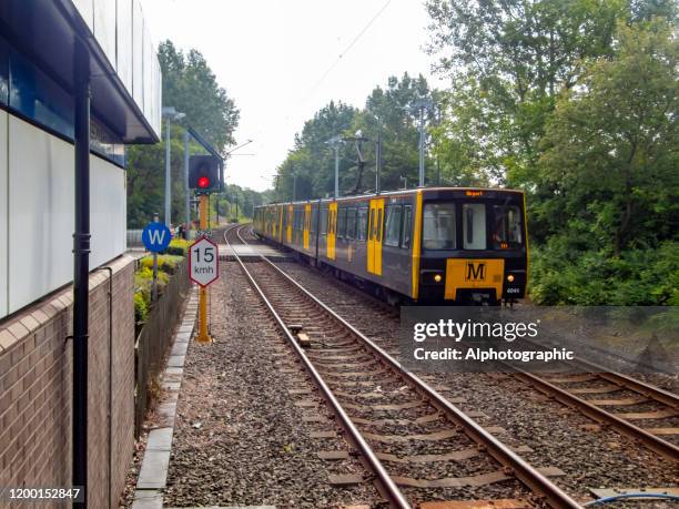the metro at wansbeck road station - tyne and wear stock pictures, royalty-free photos & images