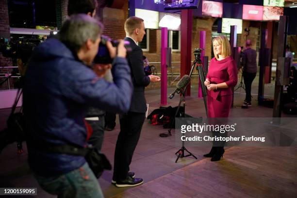Labour MP Rebecca Long-Bailey talks to the media before launching her bid for the leadership of the Labour Party at Manchester Museum of Science and...