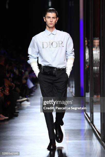 Model Prince Nikolai of Denmark walks the runway during the Dior Homme Menswear Fall/Winter 2020-2021 show as part of Paris Fashion Week on January...