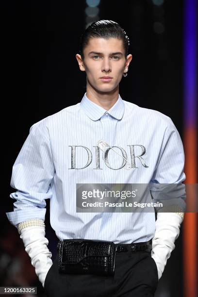 Model Prince Nikolai of Denmark walks the runway during the Dior Homme Menswear Fall/Winter 2020-2021 show as part of Paris Fashion Week on January...