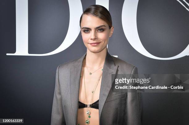 Cara Delevingne attends the Dior Homme Menswear Fall/Winter 2020-2021 show as part of Paris Fashion Week on January 17, 2020 in Paris, France.