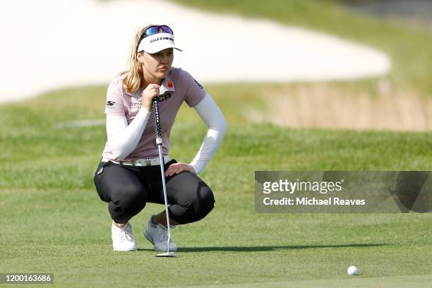 Brooke Henderson of Canada looks over a putt on the 18th green during the second round of the Diamond Resorts Tournament of Champions at Tranquilo...