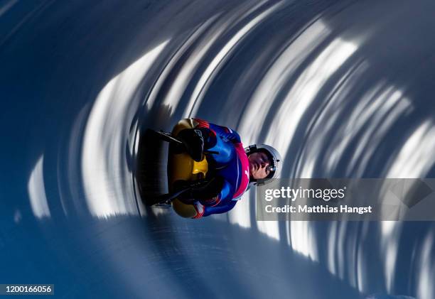 Vratislav Varga and Metod Majercak of Slovakia compete in the Men's Doubles Competition Run 2 in luge during day 8 of the Lausanne 2020 Winter Youth...