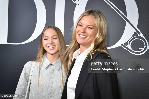 Kate Moss and her daughter Lila Grace Moss Hack attend the Dior Homme Menswear Fall/Winter 2020-2021 show as part of Paris Fashion Week on January...