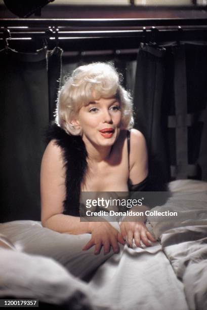 Actress Marilyn Monroe during a scene from the movie "Some Like it Hot" in Los Angeles, California.