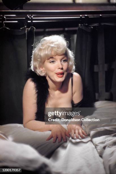 Actress Marilyn Monroe during a scene from the movie "Some Like it Hot" in Los Angeles, California.