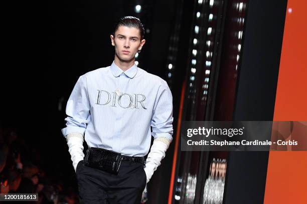 Prince Nikolai of Denmark walks the runway during the Dior Homme Menswear Fall/Winter 2020-2021 show as part of Paris Fashion Week on January 17,...