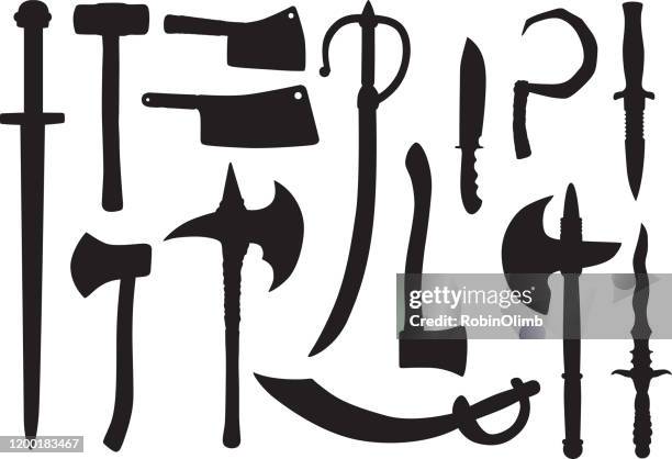 waffen-silhouetten - knife weapon stock-grafiken, -clipart, -cartoons und -symbole