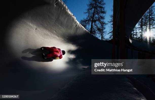Corina Buzatoiu of Romania competes in Women's Singles Competition second run in luge during day 8 of the Lausanne 2020 Winter Youth Olympics at St....