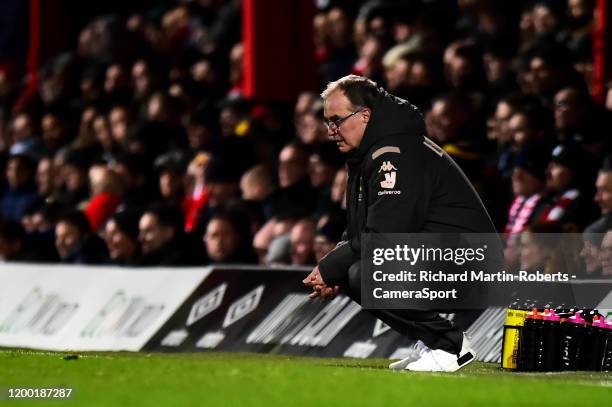 Leeds United manager Marcelo Bielsa looks on during the Sky Bet Championship match between Brentford and Leeds United at Griffin Park on February 11,...