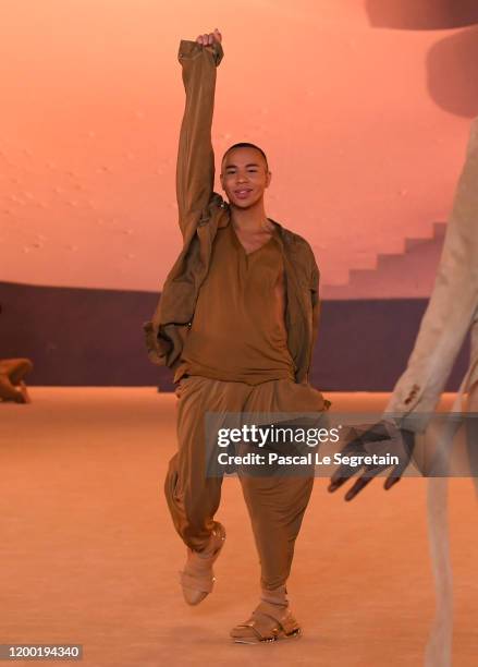 Fashion designer Olivier Rousteing walks the runway during the Balmain Menswear Fall/Winter 2020-2021 show as part of Paris Fashion Week on January...