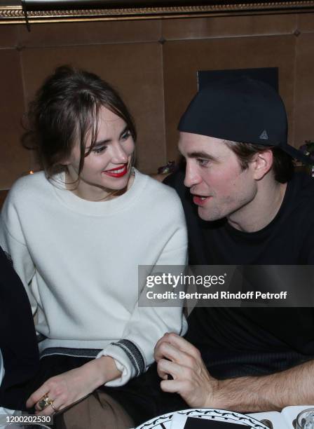 Suki Waterhouse and Robert Pattinson attend the Dior Perfume Dinner, as part of Paris Fashion Week, at Caviar Kaspia on January 17, 2020 in Paris,...