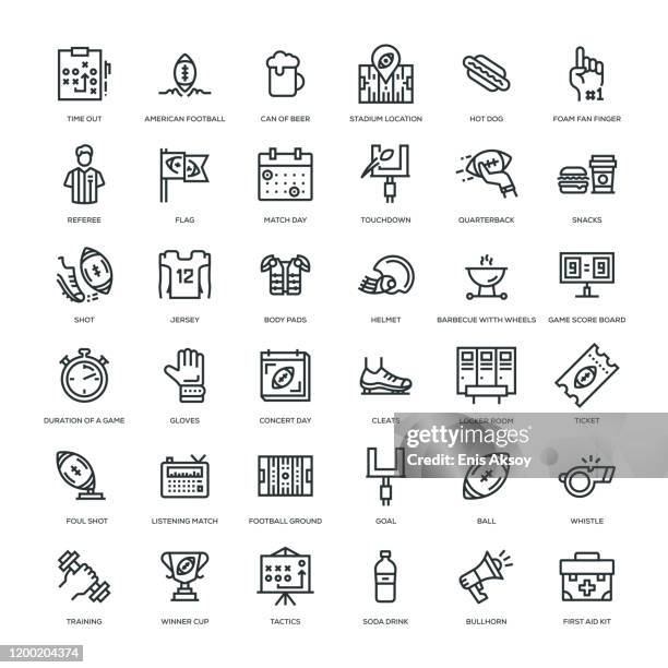 ilustraciones, imágenes clip art, dibujos animados e iconos de stock de conjunto de iconos de fútbol americano - locker room