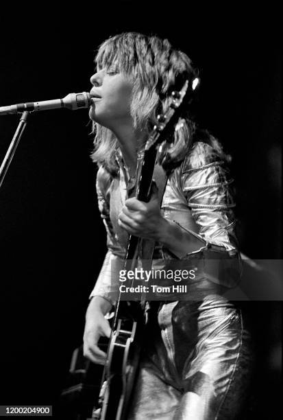 Suzi Quatro performs at Alex Cooley's Electric Ballroom on September 13, 1974 in Atlanta, Georgia.