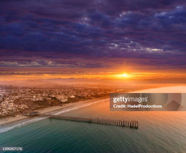 san clemente pier at sunset, california - orange county california stock pictures, royalty-free photos & images