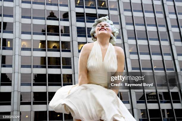 Seward Johnson's, "Forever Marilyn" statue sits at Pioneer Court in Chicago, Illinois on JULY 25, 2011.