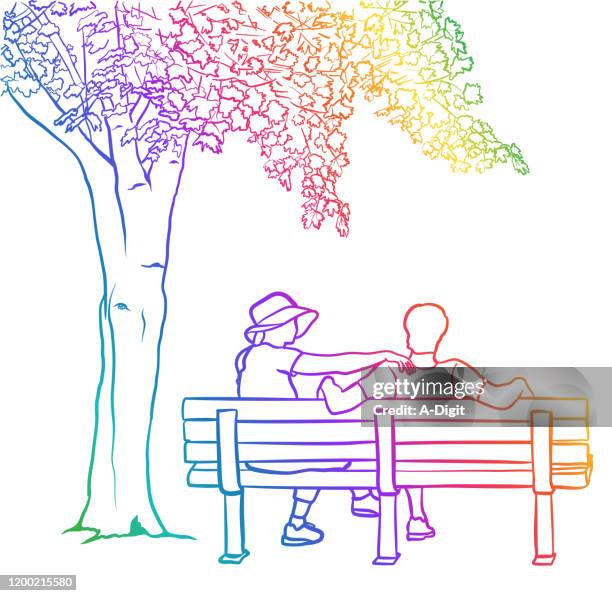 love and understanding rainbow - sun hat white background stock illustrations