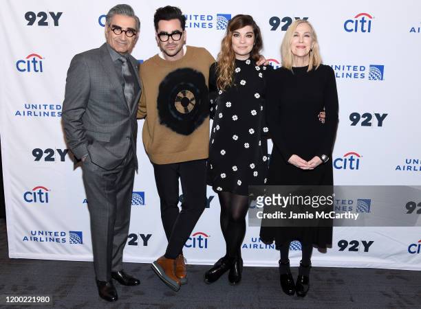 Eugene Levy, Daniel levy, Annie Murphy and Catherine O'Hara attend the "Schitt's Creek" Screening & Conversation at 92nd Street Y on January 17, 2020...