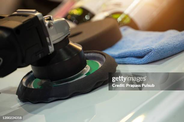 professional equipment for automotive body polishing at the car service. car detailing tools for vehicle care - car detailing stock pictures, royalty-free photos & images