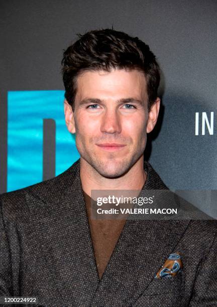 Actor Austin Stowell arrives for the premiere of "Blumhouse's Fantasy Island" at the AMC theatre on February 11, 2020 in Century City, California.