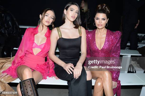 Delilah Belle Hamlin, Amelia Hamlin and Lisa Rinna attend Christian Cowan AW/20 Fashion Show on February 11, 2020 at Spring Studios in New York City.